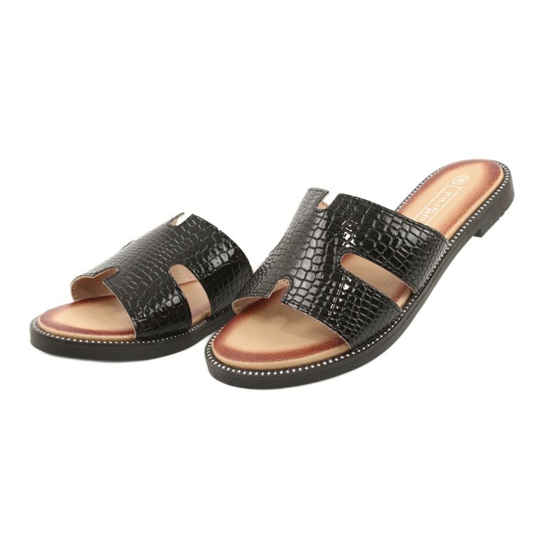 Filippo Inserção de couro preto em envernizado brilhante 3