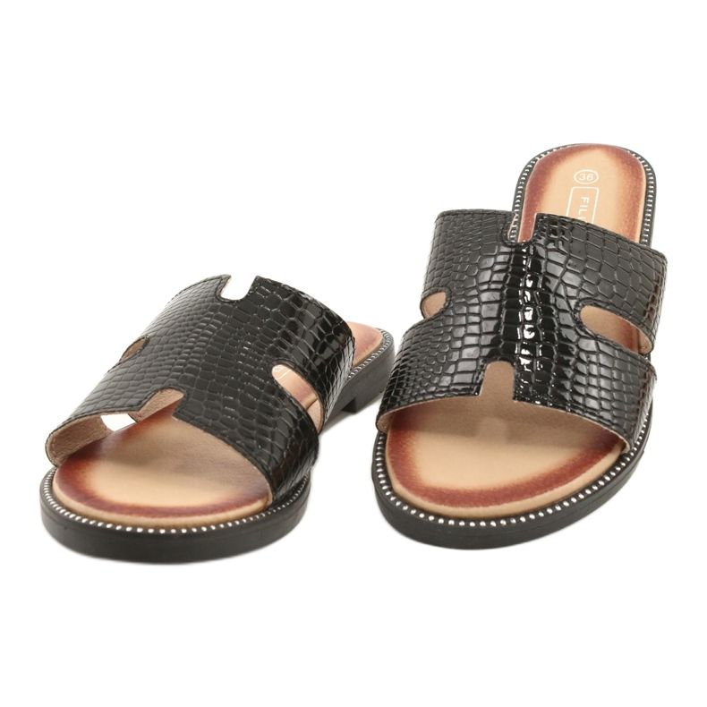 Filippo Inserção de couro preto em envernizado brilhante 2