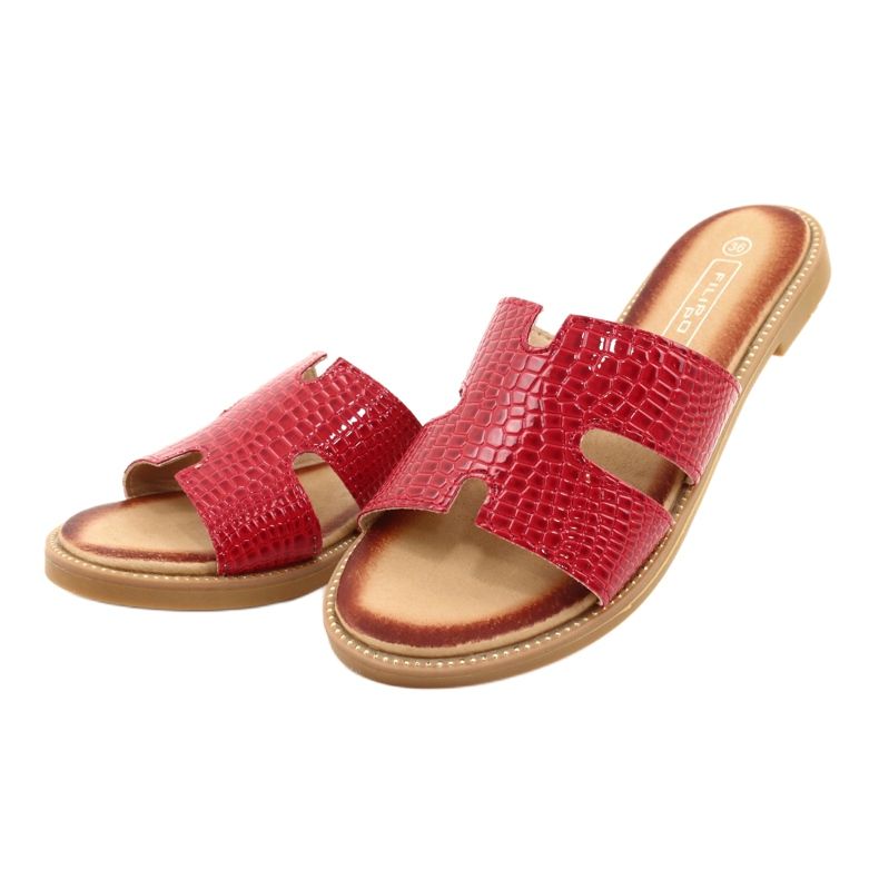 Filippo Chinelos de envernizamento vermelho brilhante feminino 2