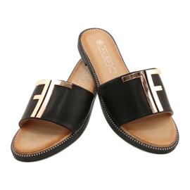 Filippo Chinelos femininos elegantes preto e dourado DK2103 3