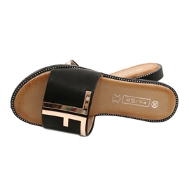 Filippo Chinelos femininos elegantes preto e dourado DK2103 4