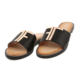 Filippo Chinelos femininos elegantes preto e dourado DK2103 1