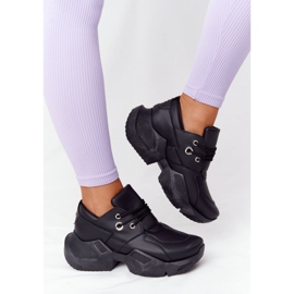 PS1 Tênis feminino em uma enorme sola preta espumante preto 1