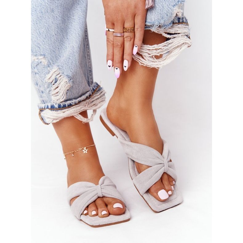 PS1 Chinelos de veludo feminino cinza baunilha Sky 1