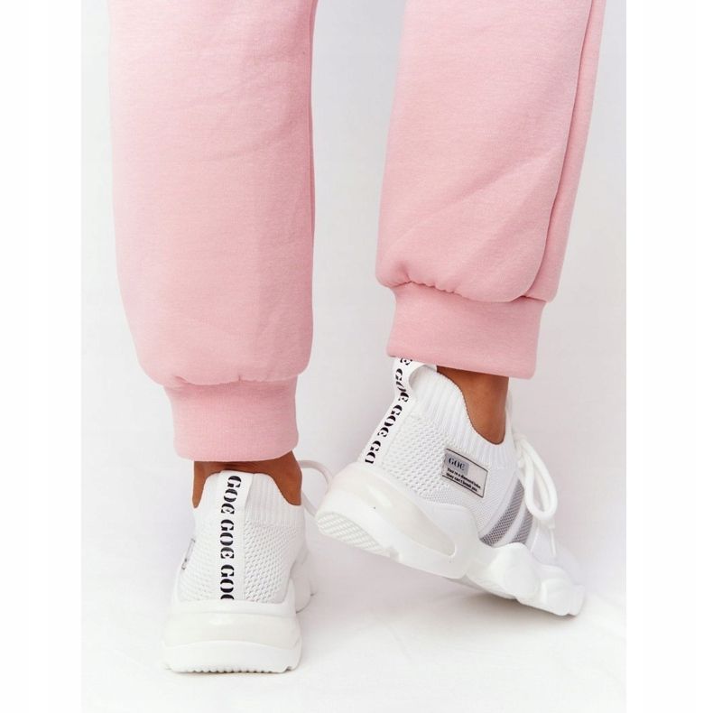 Meias esportivas femininas GOE HH2N4016 brancas branco preto 2