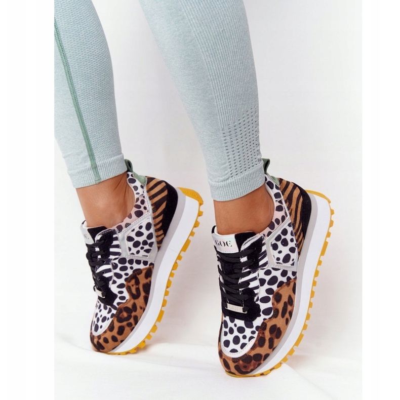 Calçados esportivos de camurça na plataforma GOE HH2N4003 marrom branco castanho preto 2