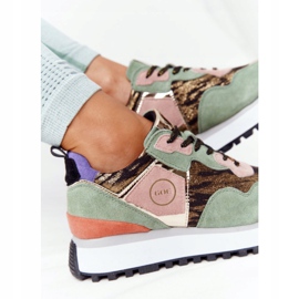 Calçados esportivos de camurça na plataforma GOE HH2N4002 verde-ouro bege marrom rosa dourado 1