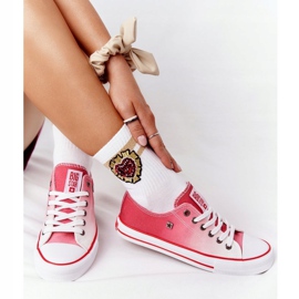 Tênis feminino Big Star HH274130 Ombre vermelho branco 1
