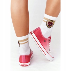 Tênis feminino Big Star HH274130 Ombre vermelho branco 2