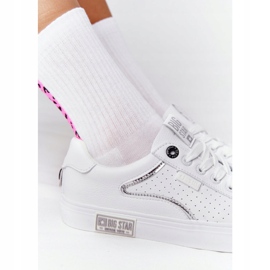 Tênis feminino de couro Big Star HH274075 branco e prata 1
