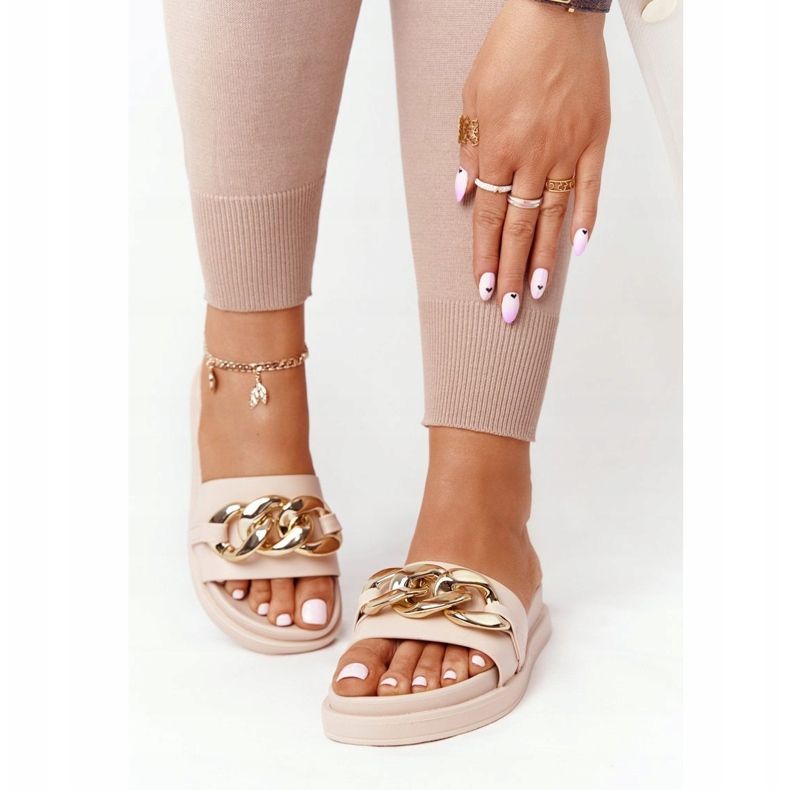 Chinelos Nude Vacation Platform Com Corrente bege 1 Chinelos Nude Vacation Platform Com Corrente bege 1
