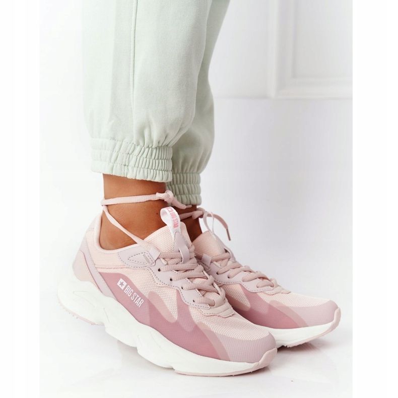 Sapatos esportivos femininos Memory Foam Big Star HH274811 rosa 2