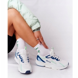Sapatos esportivos femininos com espuma viscoelástica Big Star HH274810 branco-verde azul 1