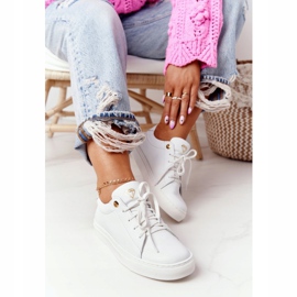 Tênis feminino de couro branco Nicole 2640 2