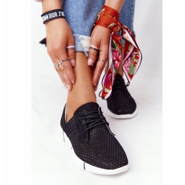 EVE Calçados esportivos de couro preto feminino, viagem diurna 1