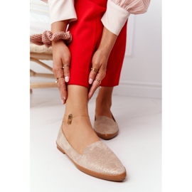 Mocassins femininos Sergio Leone MK700 camurça bege dourado 1