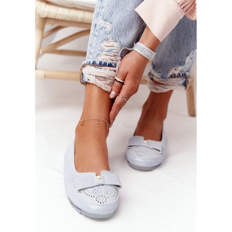 Bailarinas azuis ecológicas de couro Rio Flore azul 1