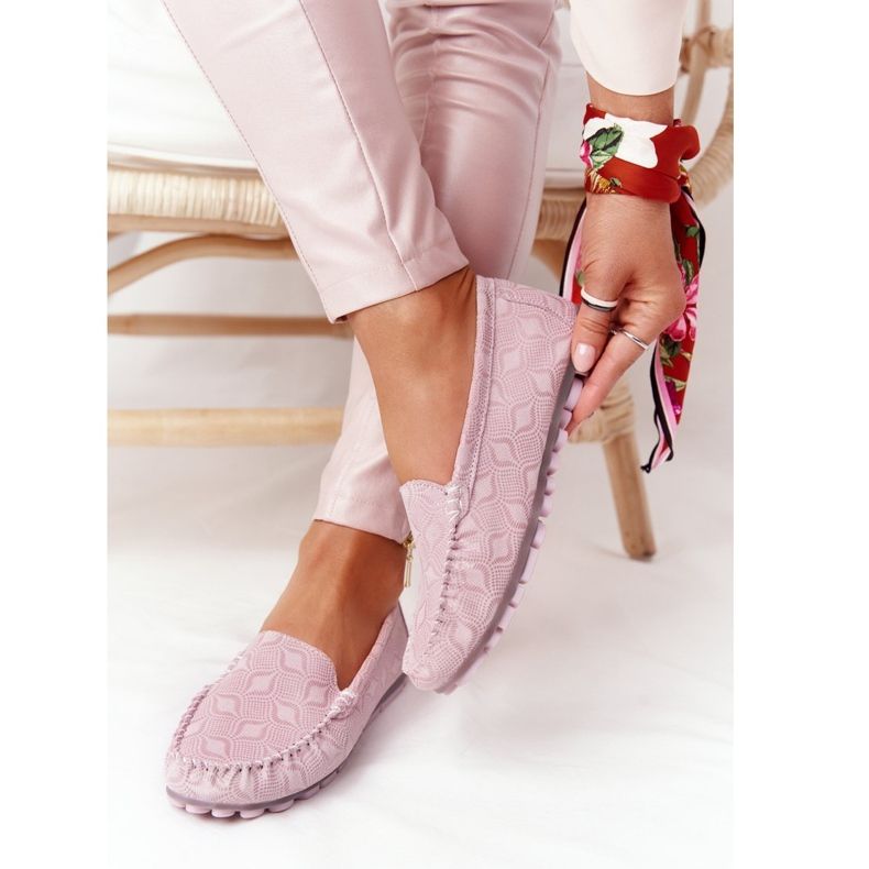 Mocassins de couro ecológicos Rio Flore rosa 1