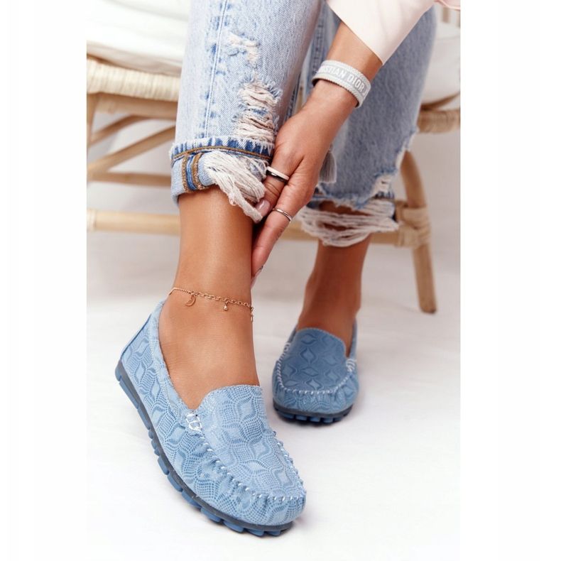 Mocassins de couro ecológicos Rio Flore azul 1