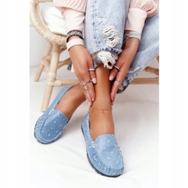 Mocassins de couro ecológicos Rio Flore azul 2