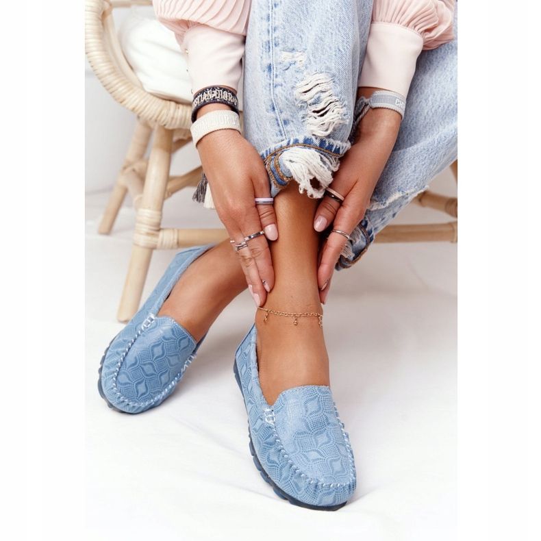 Mocassins de couro ecológicos Rio Flore azul 2