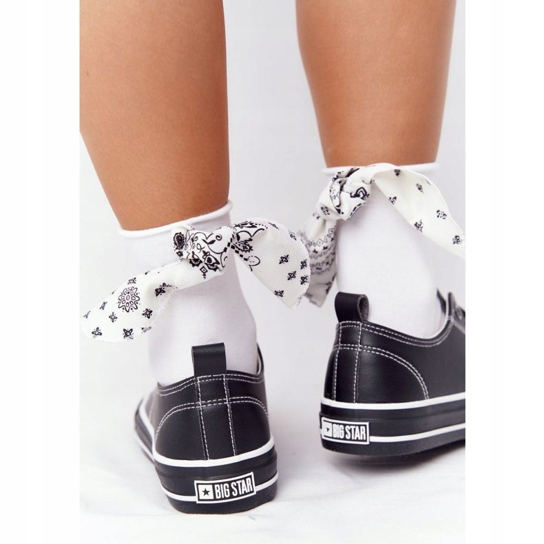 Tênis feminino de couro Big Star HH274145 preto 2