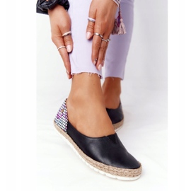 Maciejka 05056-01 Bailarinas de couro preto multicolorido 2