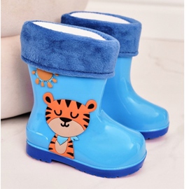 Galochas infantis com isolamento azul e um tigre 2
