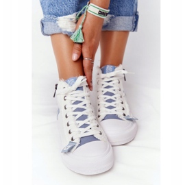 Tênis de cano alto feminino Big Star HH274160 branco azul 2