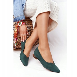 Mocassins verdes com salto dourado Vinceza 21-10601 2