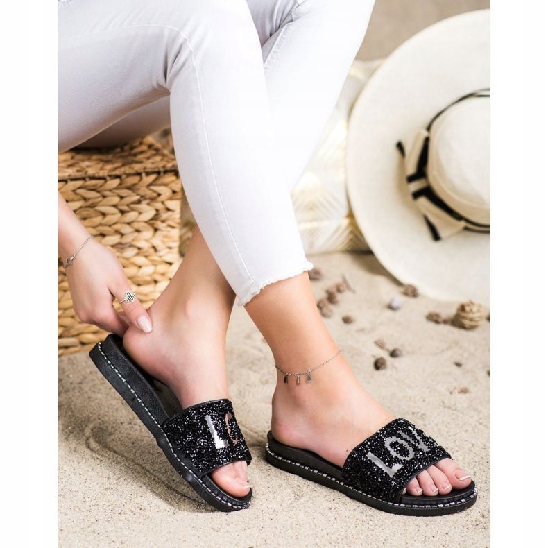 SHELOVET Amo chinelos de plataforma preto 1