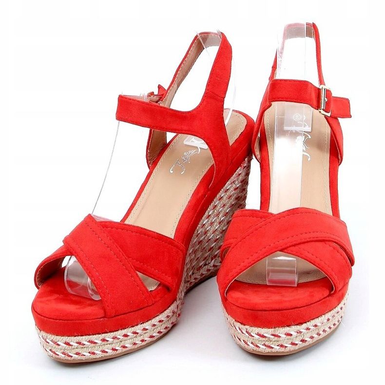 Sandálias de cunha vermelha WH-255 Red vermelho 2