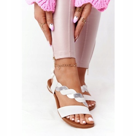 Sandálias de Couro Vinceza 21-17117 Branco e Prata 2