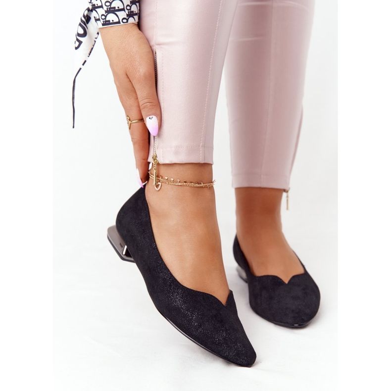 Bailarinas com salto prateado Vinceza 21-10601 preto multicolorido 2 Bailarinas com salto prateado Vinceza 21-10601 preto multicolorido 2