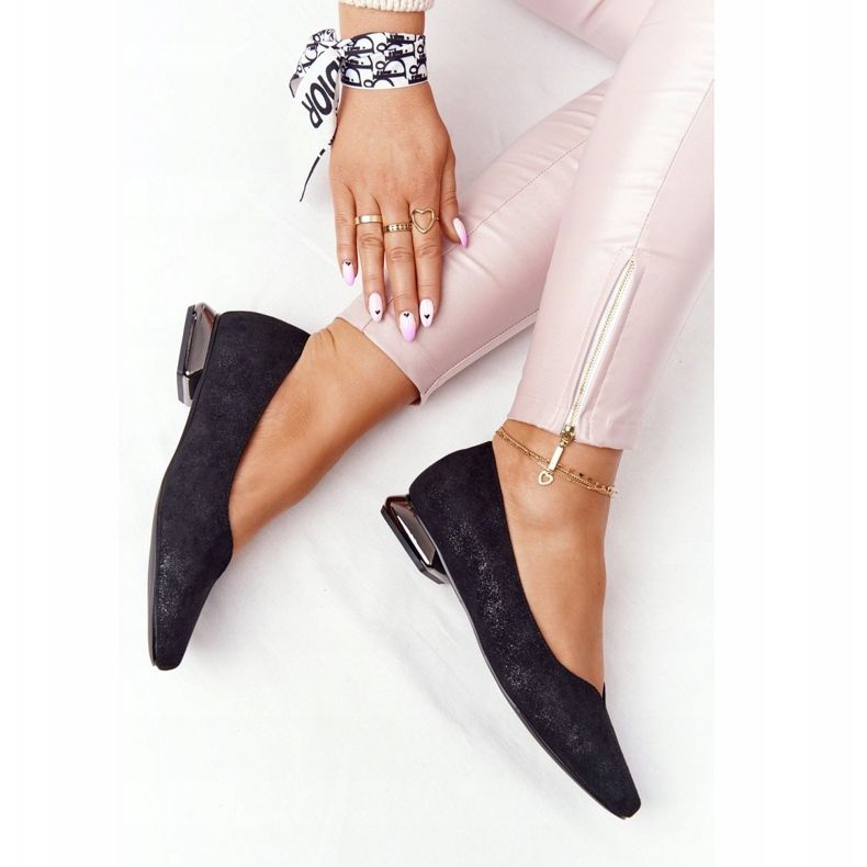 Bailarinas com salto prateado Vinceza 21-10601 preto multicolorido 1 Bailarinas com salto prateado Vinceza 21-10601 preto multicolorido 1