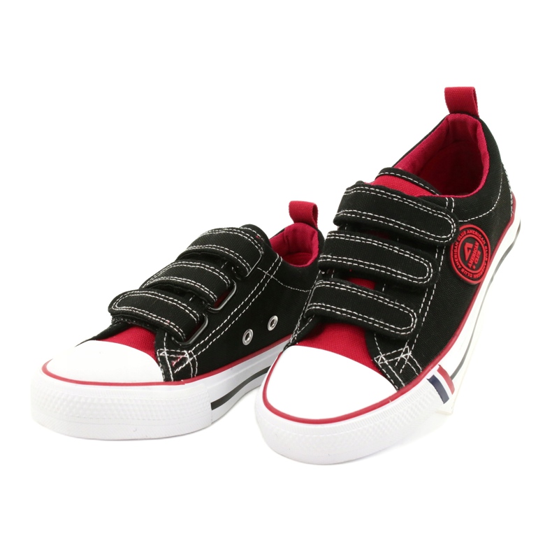 Tênis para crianças americanas com velcro American Club LH61 preto-vermelho 1