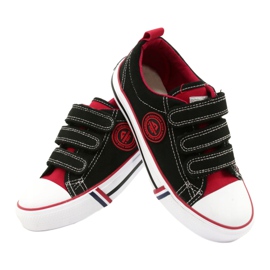 Tênis para crianças americanas com velcro American Club LH61 preto-vermelho 3