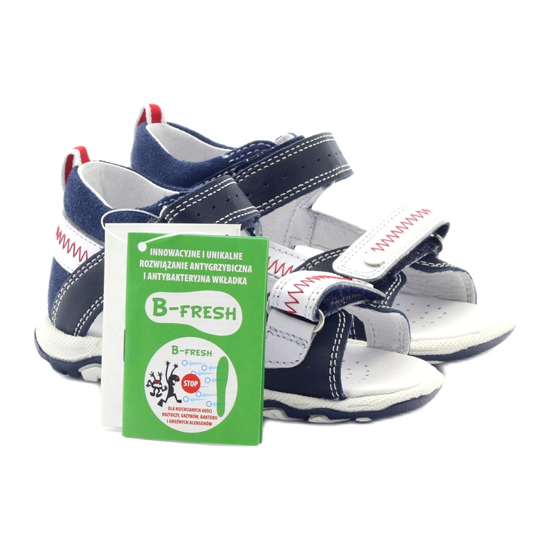 Sandálias de couro para velcro 81824 Marinha/bartek vermelho azul 5