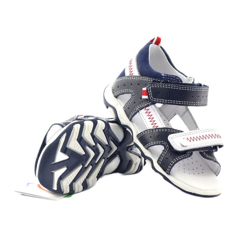 Sandálias de couro para velcro 81824 Marinha/bartek vermelho azul 3