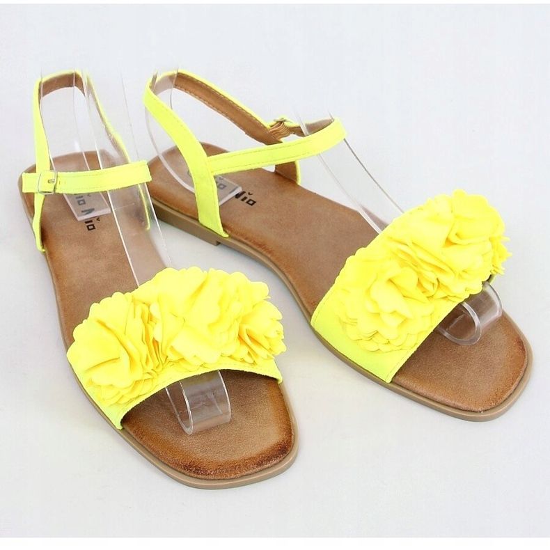 Sandálias amarelas para mulheres com flores PA-370 Yellow amarelo 1