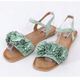 Sandálias femininas verdes com flores PA-370 Green 1