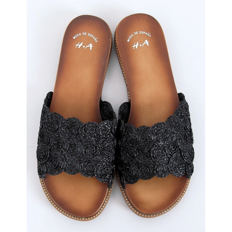 Chinelos femininos negros pretos H006 pretos 1