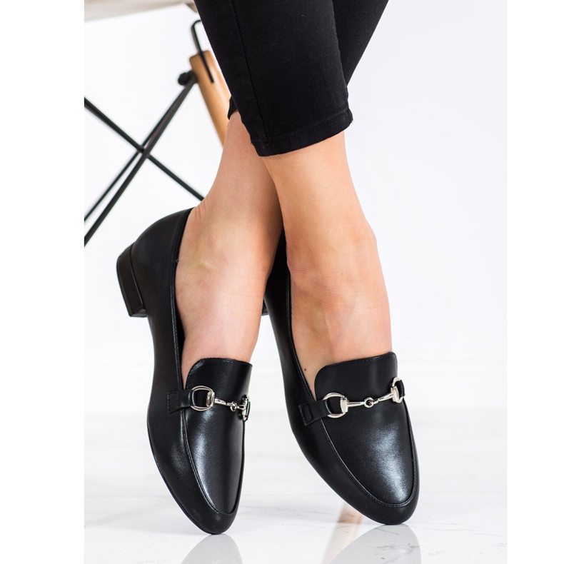 Sergio Leone Mocassins clássicos com couro ecológico preto 1