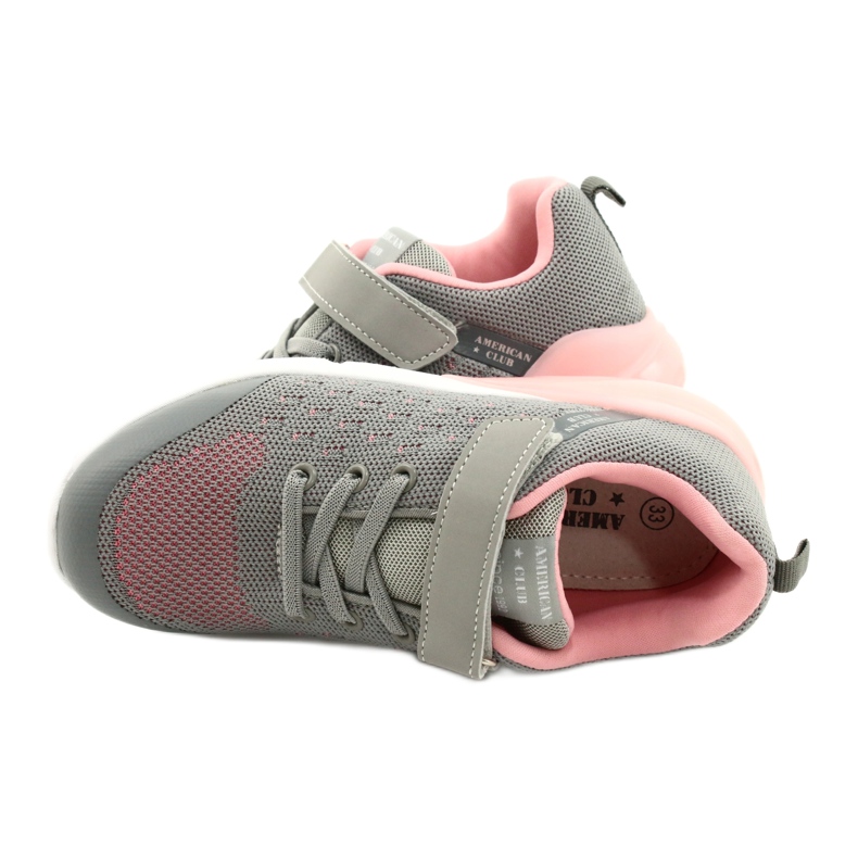 American Club Tênis feminino com velcro RL11 cinza-rosa 4