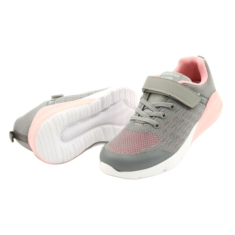 American Club Tênis feminino com velcro RL11 cinza-rosa 2