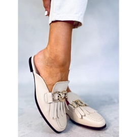 T501 chinelos de mocassim bege bege com corrente 1