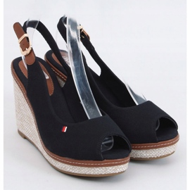 Sandálias pretas em cunhas BL-71 Preto 1