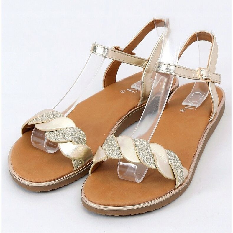 Sandálias femininas douradas 123-5 Gold dourado 1