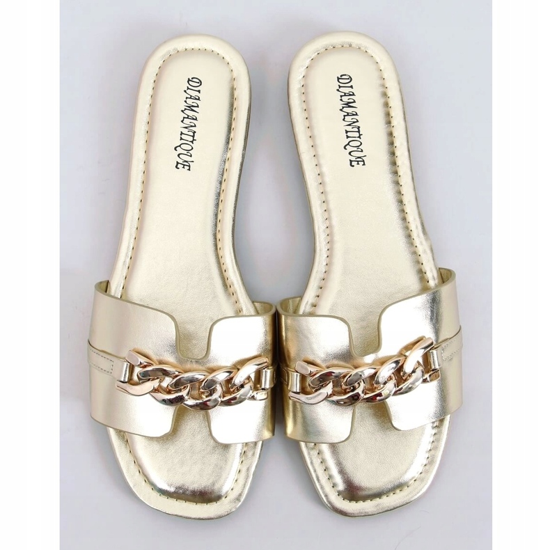 Chinelos Golden HY23-01 Gold com corrente dourado 1