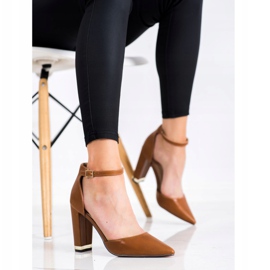 Diamantique Bombas elegantes no Spitz castanho 1